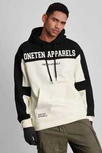 ONETEN APPARELS <b>Men's</b> Solid Color Blocking Knitted Anti-Wrinkle <b>Hoodie</b> Pullover Cotton French Terry Sweatshirt Winter Style - Product Image 1