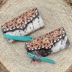 Cartera de Cuero Vacuno Genuino Hecha a Mano por Diseñadores Premium, Cartera de Gran Capacidad con Múltiples Ranuras para Tarjetas para Mujer - Product Image 1