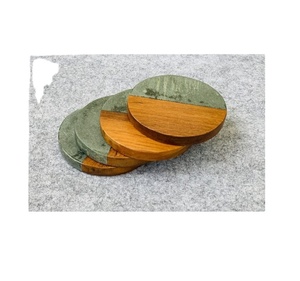 Eco-Friendly Marble Stone coaster Custom Printing <b>Kitchen</b> <b>Accessories</b> White Round Marble Wooden Cup Coasters for Selling - Product Image 1
