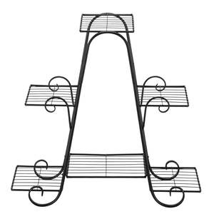 Artisasset 31 pulgadas arco alto 4 capas 6 rayas verticales flor maceta planta marco un paquete negro pintura -- YS - Product Image 2