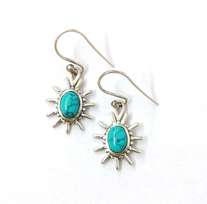 Modernos y Ligeros (2.7 gramos) Pendientes Elegantes de Plata de Ley 925 con Piedra Turquesa para Fiestas y Uso Diario - Product Image 2
