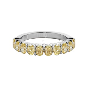 Yellow Moissanite <b>Diamond</b> <b>Ring</b> 2.5CT Oval Cut 14k Solid Yellow Gold Half Eternity Wedding Band Stackable Matching <b>Ring</b> - Product Image 1