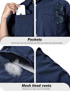Chemise de pêche à manches courtes personnalisée pour hommes UPF 50 + protégée contre les UV 100% polyester respirant ventilé dos boutonné grande taille - Product Image 4