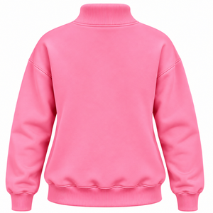 Fashion AKA <b>Pink</b> Mock Neck <b>Sweatshirt</b> for Ladies Custom Embroidery Sorority Letter Design Relaxed Fit Long Sleeve Pullover - Product Image 2