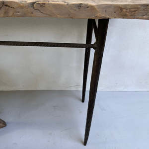 Table console en bois récupéré, plateau rustique en bois recyclé avec pieds en métal noir, style industriel et farmhouse, pour entrée, couloir, salon - Product Image 2