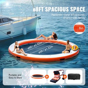 Piattaforma Galleggiante Gonfiabile da 8 Piedi e Tappetino Antiscivolo per Piscina con Rete da 5 Piedi per Mare e Occasioni di Festa - Product Image 4