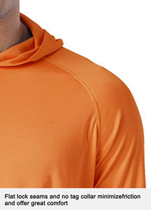 Sweat à capuche orange à manches longues pour homme, 100 % polyester, UPF 50, séchage rapide, couleur unie, pull-over, vêtements de pêche - Product Image 5