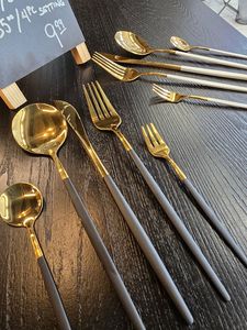 Luxury Gift Box <b>Cutlery</b> Set <b>Black</b> Handle <b>Gold</b> Finish Elegant Dining Style for Premium Gifting - Product Image 2
