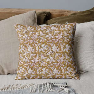 Block <b>Print</b> <b>Cushion</b> Cover Handmade 18x18 Cotton Pillow Designer Floral <b>Print</b> for Sofa Premium Decorative Throw Pillow - Product Image 4