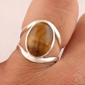 แหวนไทเกอร์อายธรรมชาติ เงินแท้ 925 แหวนพลอยทำมือสำหรับเธอ - Product Image 3
