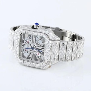 Reloj de pulsera unisex de lujo con diamantes incrustados, esqueleto mecánico, de moissanita, para hombre y mujer, al por mayor - Product Image 2