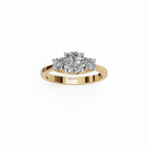 Anillo de Compromiso de Lujo con Tres Diamantes Cultivados en Laboratorio, Corte Brillante, Certificado por IGI, Chapado en Rodio, Oro de 10K, 14K, 18K, Plata 925, 935 - Product Image 2