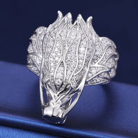 Bague Hip Hop pour Homme en Argent Sterling 925, Diamant de laboratoire plaqué or 18 carats, brillante, de luxe, style signet, avec un grand diamant taille brillant incrusté