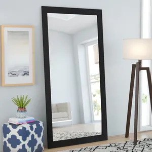 Minimalist <b>Rectangle</b> <b>Wall</b> <b>Mirror</b> Black Frame Glass Surface Home Decor Living Room Artistic Mural Design - Product Image 1
