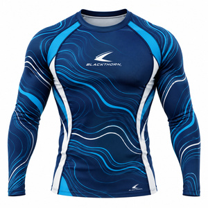 Lightweight Men's Compression Rash Guards UV Resistant <b>Long</b> <b>Sleeve</b> Eco-Friendly Athletic Wear for <b>Swimming</b> Surfing Hiking Custom - Product Image 6