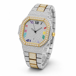 Reloj de Lujo Unisex con Incrustaciones de Diamantes, Caja de Acero Inoxidable, Esfera Analógica, Cristal de Zafiro, Visualización de Fecha, Caja Poligonal de 41 mm, Cuarzo - Product Image 5