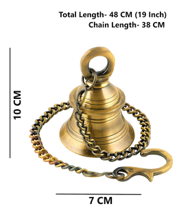 <b>Brass</b> Decorative Wall Hanging <b>Bell</b> with Chain and Hook Vintage Nautical Door <b>Bell</b> for Home Office Garden and Outdoor Decor - Product Image 2