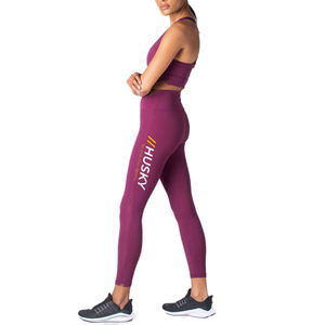 HUSKY Women's Ribbed Sports <b>Bra</b> & Leggings Set <b>Blue</b> Seamless Fitness Wear Breathable Racerback Scoop Neck Medium Support - Product Image 1