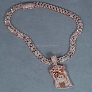 Pendentif chaîne à maillons personnalisée en argent 925 plaqué or jaune avec diamants Moissanite VVS, style Hip Hop Iced, symbole chrétien, cadeau de fiançailles pour homme - Product Image 2
