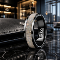 Bague de mariage pour homme en tungstène noir de 8 mm avec incrustation de pierres concassées d'opale blanche galaxie, polie et biseautée, ajustement confortable, vente en gros