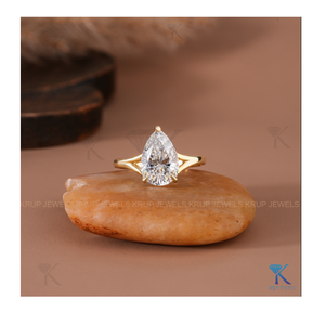 Pear Cut <b>Solitaire</b> Engagement <b>Ring</b> 925 <b>Silver</b> <b>Silver</b> Plated for Women Elegant Sparkling Diamond Band Proposal Gift Jewelry - Product Image 1