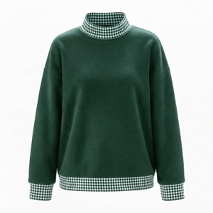 Sweat-shirt à col montant surdimensionné personnalisé avec broderie frontale, doublure polaire en coton et polyester doux, pour l'hiver, style décontracté - Product Image 4