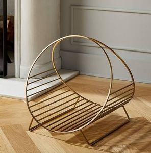 Porte-bûches en laiton écologique, accessoires pour cheminée, porte-bûches de style rustique, support à bûches - Product Image 1