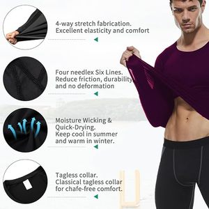 Men's Slim Fit Compression Long Sleeve Performance Shirt Premium Quick Dry Breathable Base <b>Layer</b> Athletic Training <b>Top</b> - Product Image 4