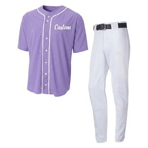 Conjunto de uniforme de béisbol personalizado color lavanda para hombre, jersey de manga corta con pantalón, uniformes de equipo, ropa deportiva, transpirable, de corte atlético. - Product Image 1