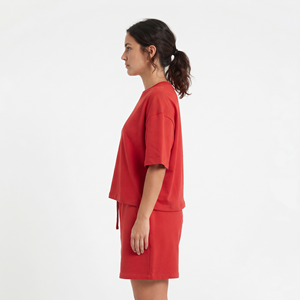 Conjunto de Verano Cómodo y a la Moda para Mujer, Camiseta Holgada de Color Sólido y Pantalones Cortos, Conjunto de 2 Piezas - Product Image 2