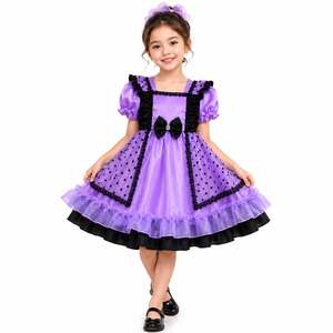 Vestido de Princesa Morado para Niñas con Tul, Estampado de Puntos y Capa de Organza |   Disfraz para Cumpleaños y Halloween - Product Image 4