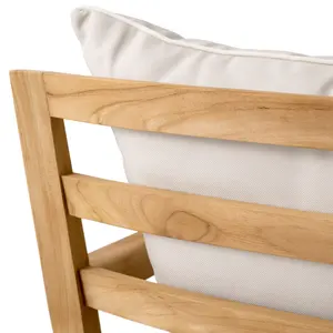 Sillón Chaise Longue Moderno y Cómodo de Madera de Teca Reciclada con Cubierta de Tela para Uso en Interiores/Exteriores, Muebles para Sala de Estar o Villa - Product Image 5