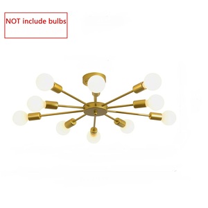 Lustre Sputnik moderne en laiton doré avec 10 ampoules globe, luminaire de plafond radial de style mid-century pour salon - Product Image 6
