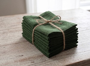 Großhandel 100% Baumwolle Bio Wiederverwendbare Handgemachte Amerikanische Moosgrüne Quadratische Serviette Umweltfreundlich Einfarbig 15x15cm - Product Image 6