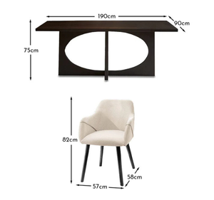 Ensemble de table à manger en teck massif moderne Per Se avec chaises rembourrées blanches, ensemble de meubles de salle à manger contemporains de luxe - Product Image 6