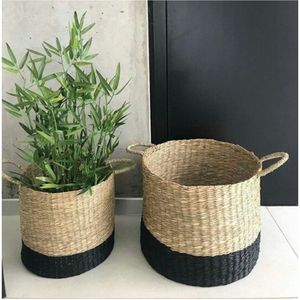 Modern Decorative Woven <b>Basket</b> For Laundry Living Room <b>Storage</b> Ombre Pattern Natural Jute Material Sturdy Handles Hotel Decor - Product Image 2