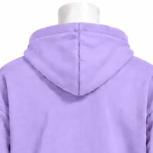 Sweat-shirt à capuche épais brodé lavande avec bordure décorative, poignets et poche kangourou, décontracté pour l'hiver - Product Image 4