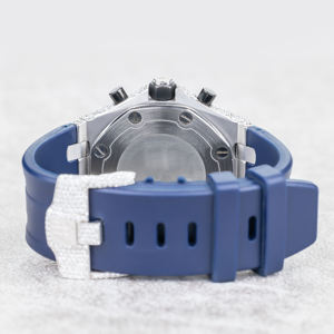 Reloj de Pulsera Automático de Lujo Personalizado con Moissanita VVS, Estilo Hip Hop, Correa de Goma Azul - Product Image 6
