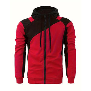 Sudadera con capucha de forro polar para hombre, de alta calidad, con cremallera y bloques de color, con logotipo personalizado, precio mayorista, para invierno - Product Image 6