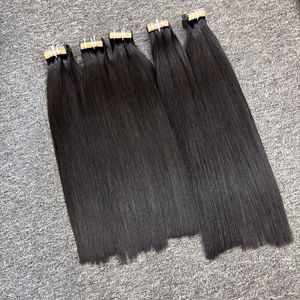 Venta al por mayor 100% Original Extensiones de cabello humano crudo Color Natural hueso cinta recta máquina de pelo de doble trama - Product Image 2