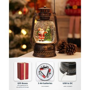 Decorazioni Natalizie da Interno con Timer Musicale 6H, Lanterne con Scena di Babbo Natale Illuminata, Albero di Natale e Globo di Neve - Product Image 1
