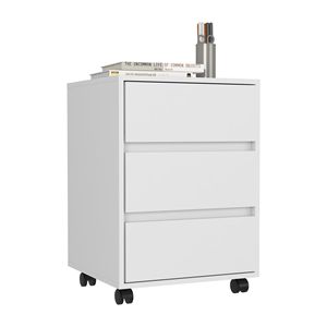White Finish Three-<b>Drawers</b> Bang Filing Cabinet <b>with</b> <b>Roller</b> Blade Glide - Product Image 4