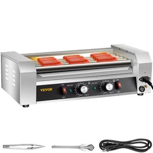 12-capacità in acciaio inox Hot Dog rullo 750W cucina elettrica a doppio controllo Temp LED luce staccabile gocciolamento vassoio griglia - Product Image 1