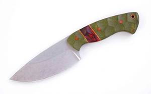 Herramienta multiusos para exteriores de primera calidad con hoja de acero stonewashed de punta curva y mango de resina Micarta festoneado - Product Image 5