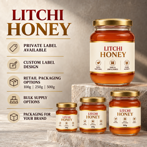 Miel de litchi |   Miel Naturel Premium en Gros avec Emballage Personnalisé Marque Blanche – Pots de 100g, 250g, 500g – Approvisionnement en Vrac pour les Marchés Mondiaux - Product Image 5