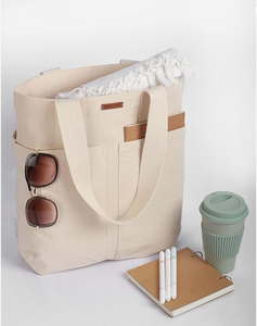 Organic Cotton Canvas Shoulder Tote <b>Bag</b> with Multiple Pockets Reusable College Shopping <b>Bag</b> for Daily Use Carry Travel Use - Product Image 5