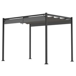 Tenda Parasole Retrattile Grigia 10x7 FT per Esterni, Gazebo da Giardino, Pergola con Tettoia 100% Impermeabile - Product Image 1