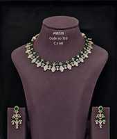 Parure de bijoux fantaisie plaquée or avec collier et boucles d'oreilles en zircon cubique rubis, motif feuille ovale, pour femme, idéale pour mariage et soirée
