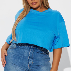 Top Deportivo Corto de Algodón y Spandex para Mujer, Talla Grande, Liso, Holgado, Transpirable, Color Rosa Bebé, con Espacio para Logotipo - Product Image 4