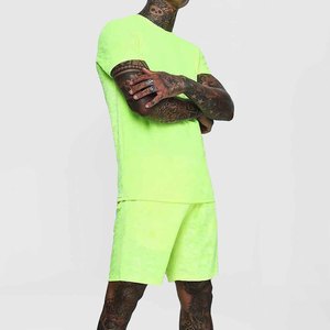 Conjunto de 2 Piezas para Hombre, Camiseta y Pantalones Cortos Casuales, Cómodos, 100% Algodón, Transpirables, Ropa de Calle para Verano, Tela de Rizo, Alta Calidad, Secado Rápido - Product Image 1